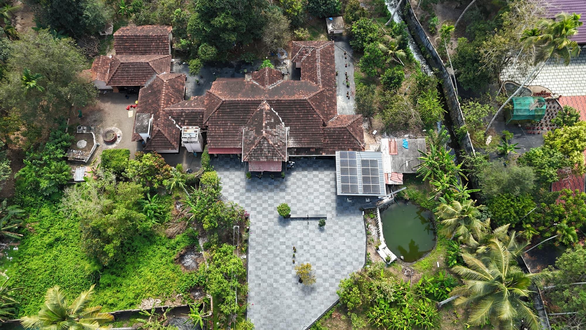 Drone survey of a Kerala home's roof